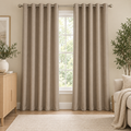 Set Of 2 Plain Beige Window Curtains Panels