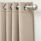 Set Of 2 Plain Beige Window Curtains Panels
