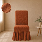 Stripe Tile Jaquard Frilled Chair Cover Sets - Copper