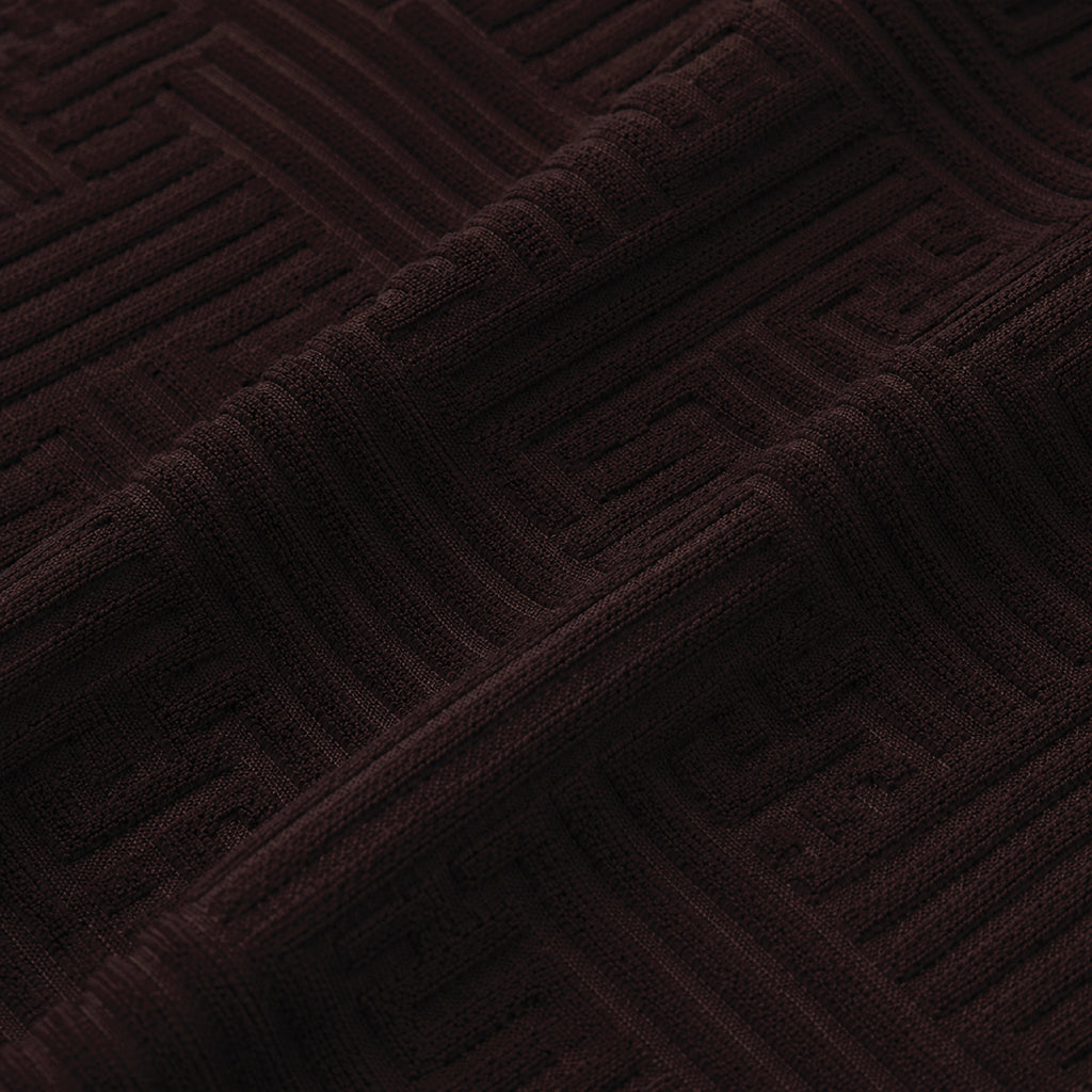 Stripe Tile Jaquard Frilled Chair Cover Sets - Brown