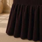 Stripe Tile Jaquard Frilled Chair Cover Sets - Brown