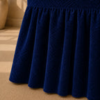 Stripe Tile Jaquard Frilled Chair Cover Sets - Blue