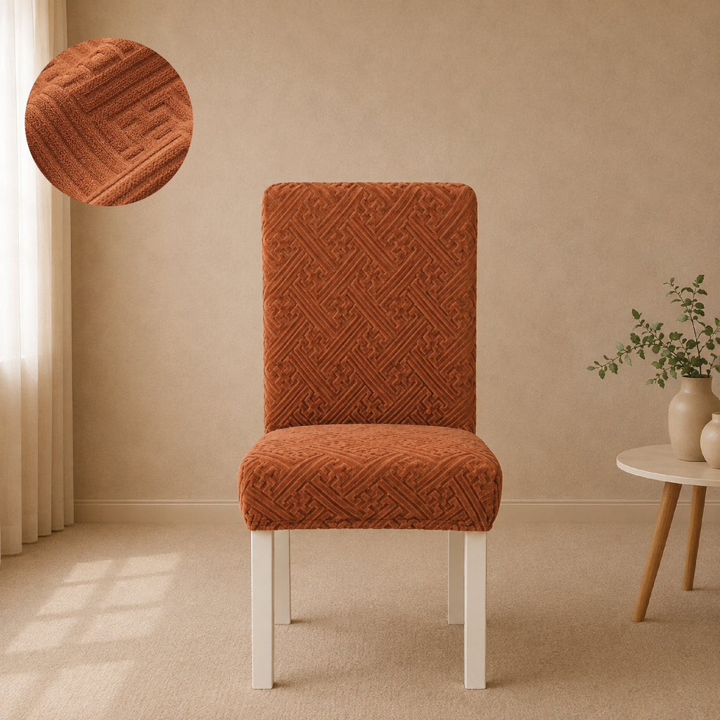 Stripe Tile Jaquard Fitted Chair Cover Sets - Copper