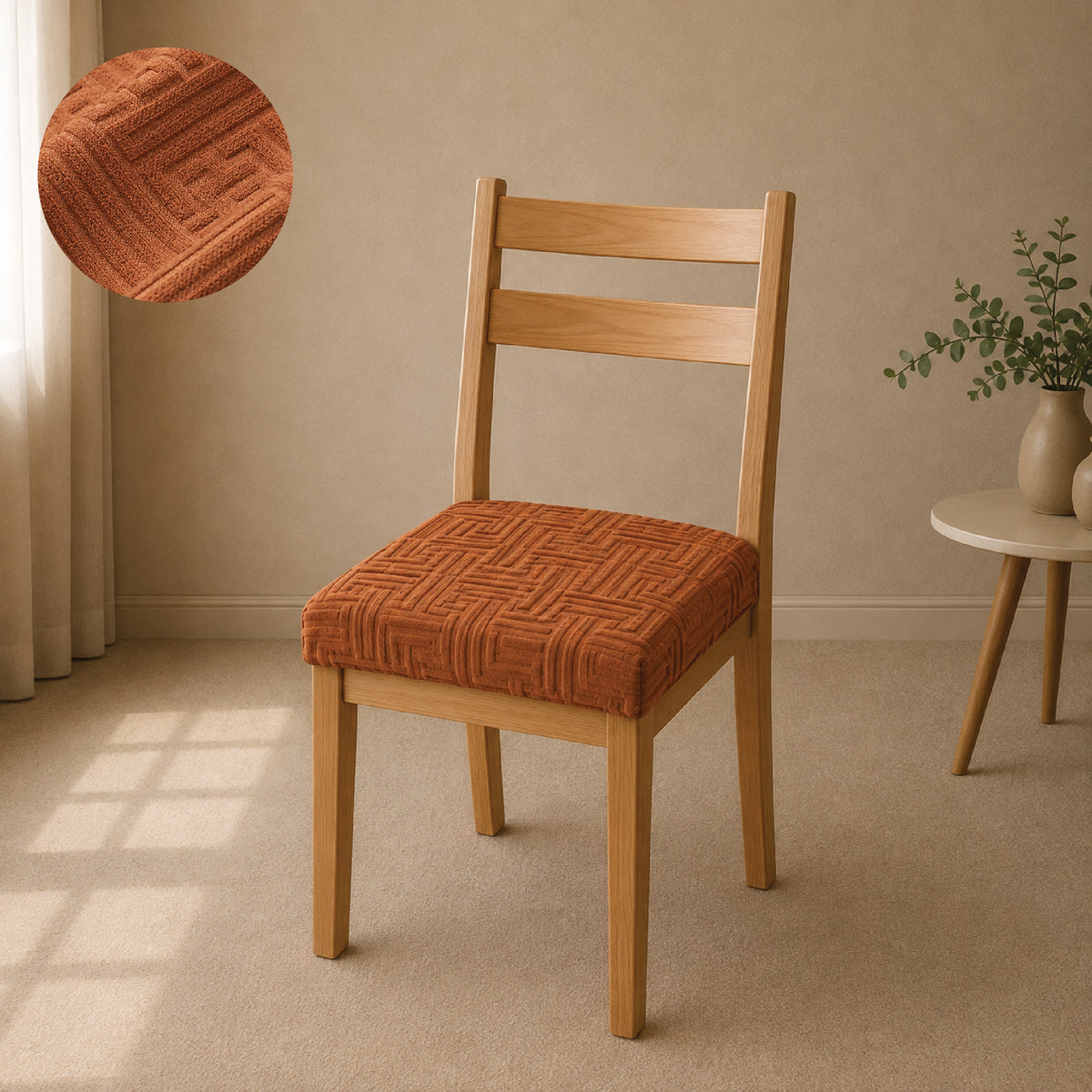 Stripe Tile Jaquard Seat Cover Sets For Chair - Copper
