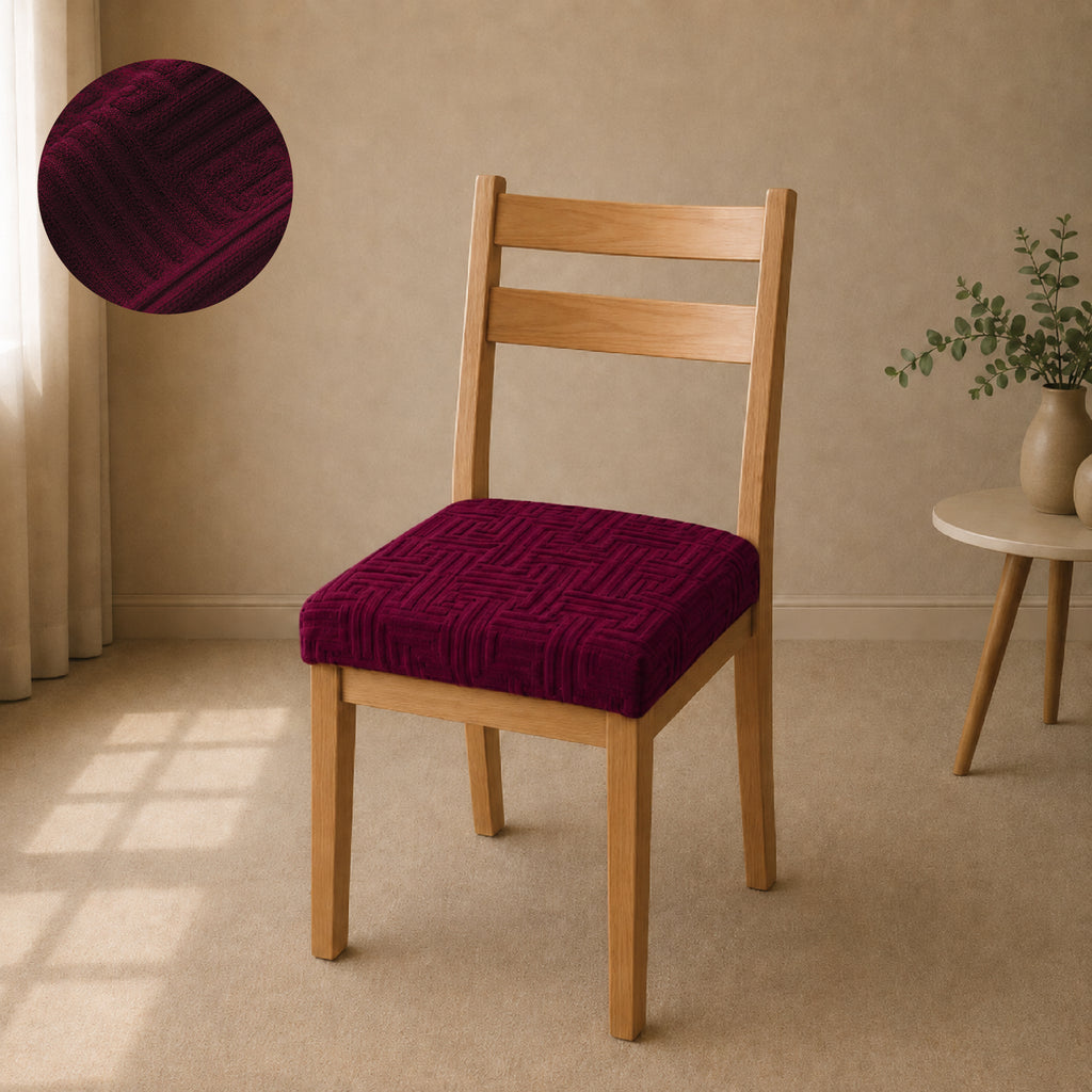 Stripe Tile Jaquard Seat Cover Sets For Chair - Maroon