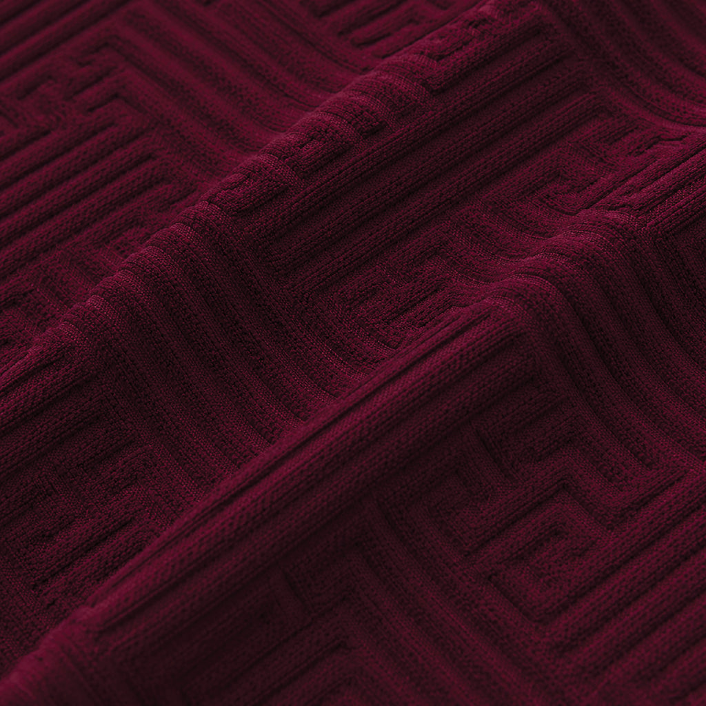 Stripe Tile Jaquard Fitted Chair Cover Sets - Maroon