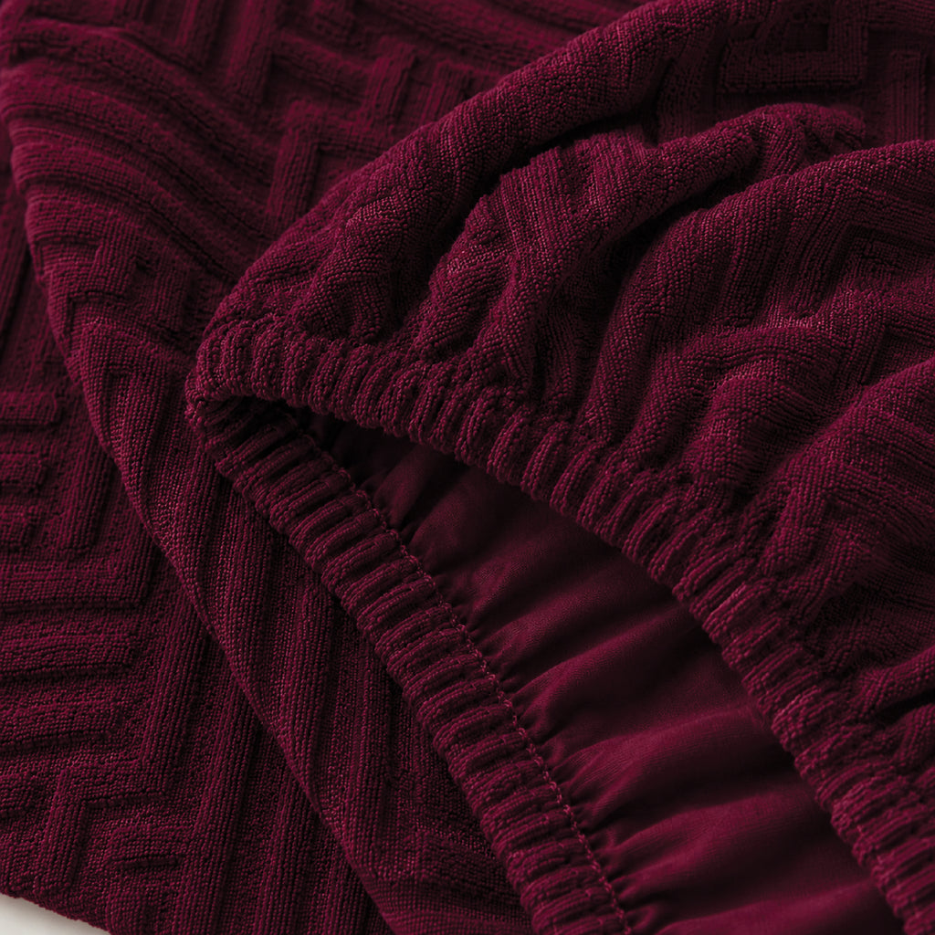 Stripe Tile Jaquard Fitted Chair Cover Sets - Maroon