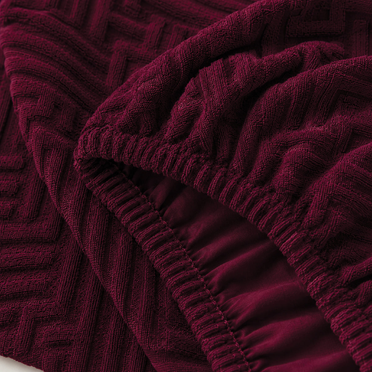 Stripe Tile Jaquard Fitted Chair Cover Sets - Maroon