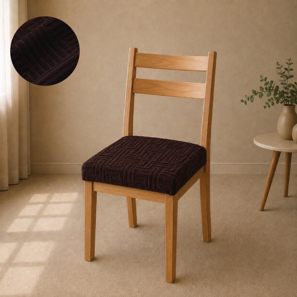 Stripe Tile Jaquard Seat Cover Sets For Chair - Brown