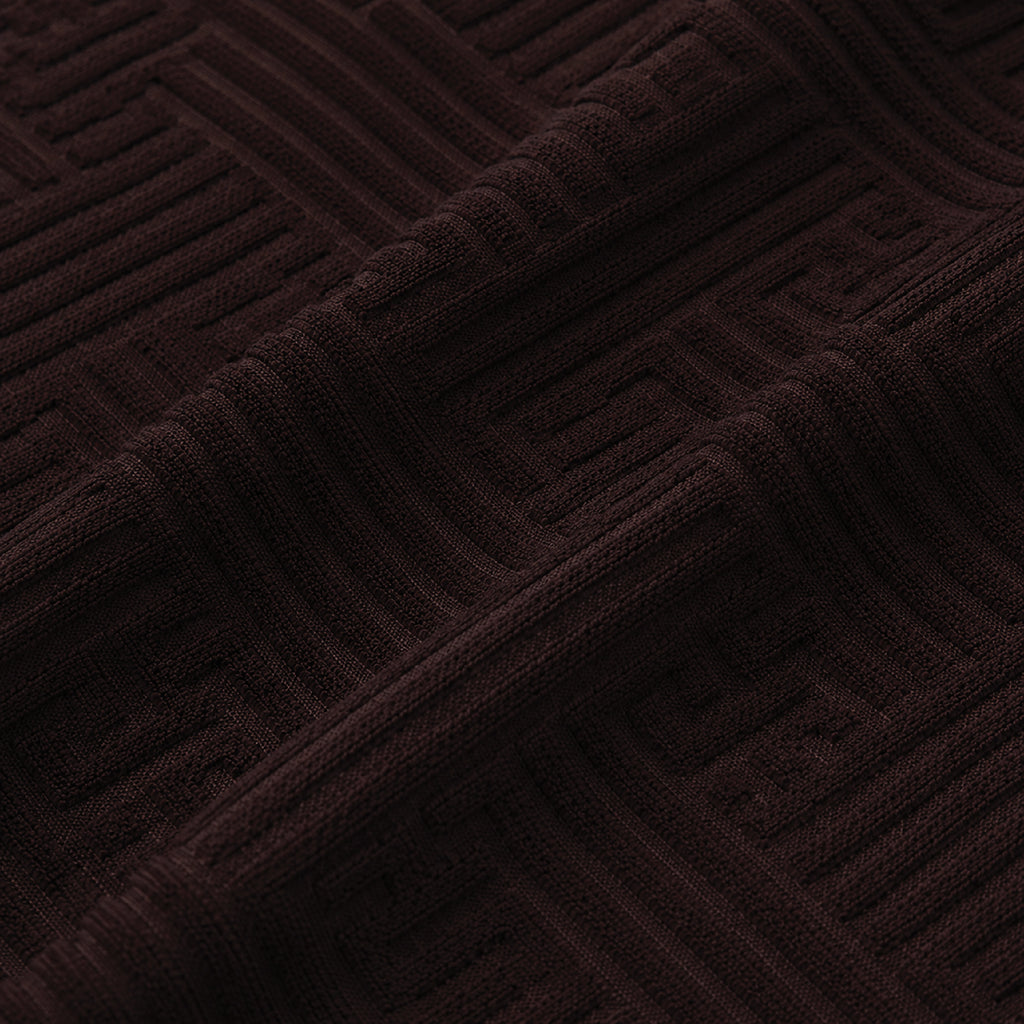 Stripe Tile Jaquard Fitted Chair Cover Sets - Brown