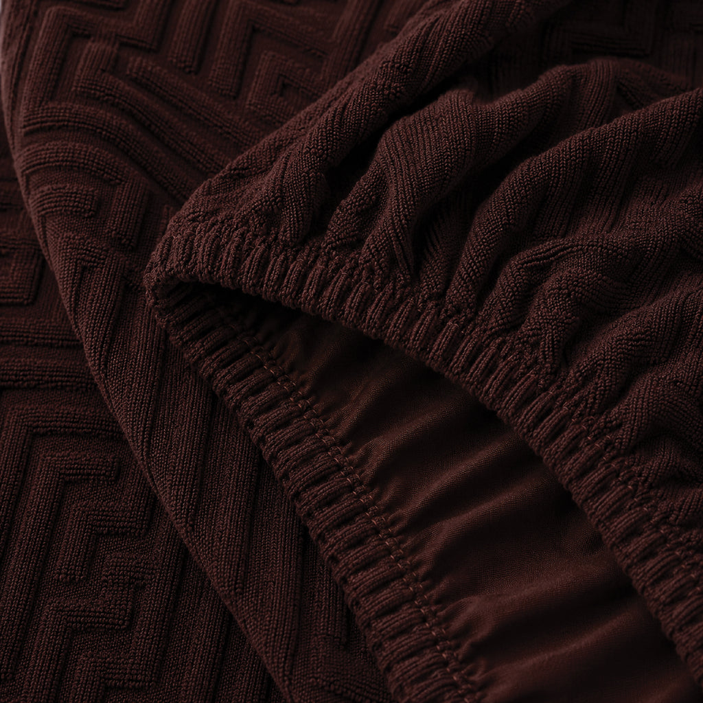 Stripe Tile Jaquard Fitted Chair Cover Sets - Brown