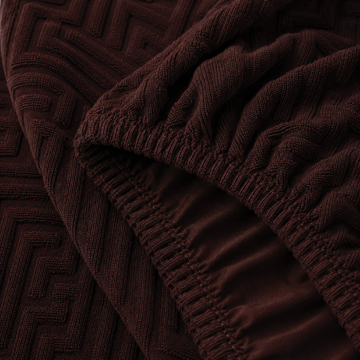Stripe Tile Jaquard Fitted Chair Cover Sets - Brown