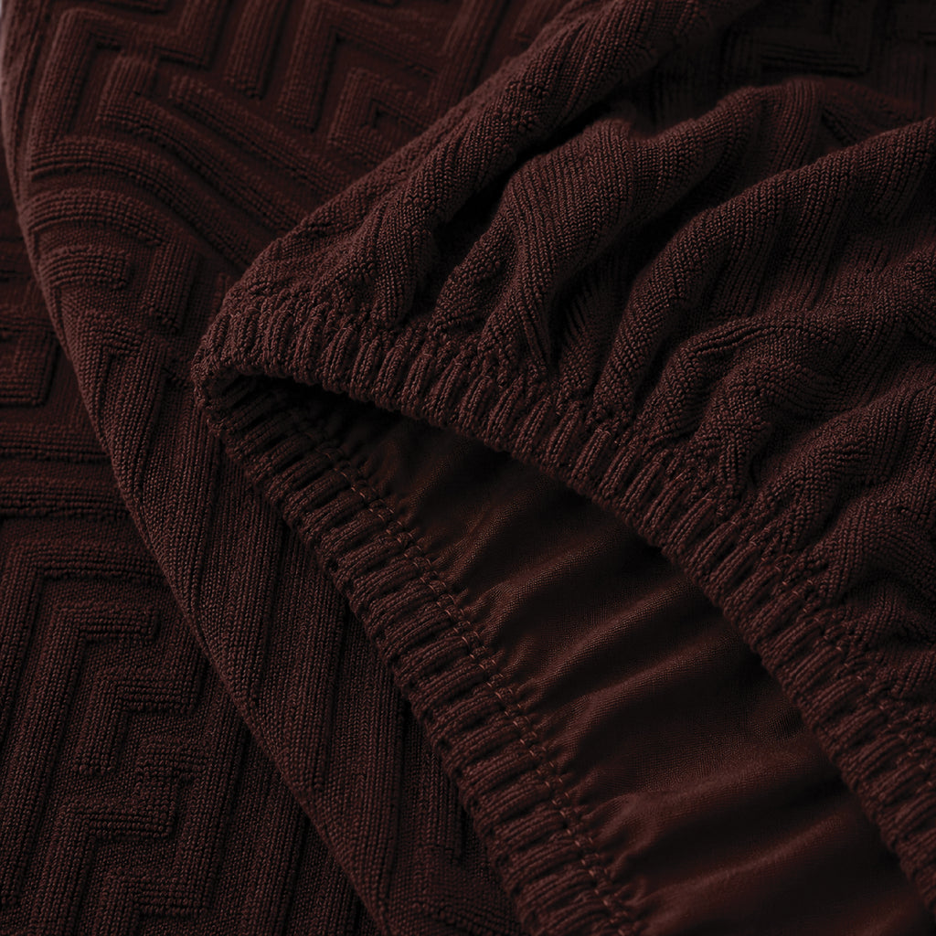 Stripe Tile Jaquard Seat Cover Sets For Chair - Brown