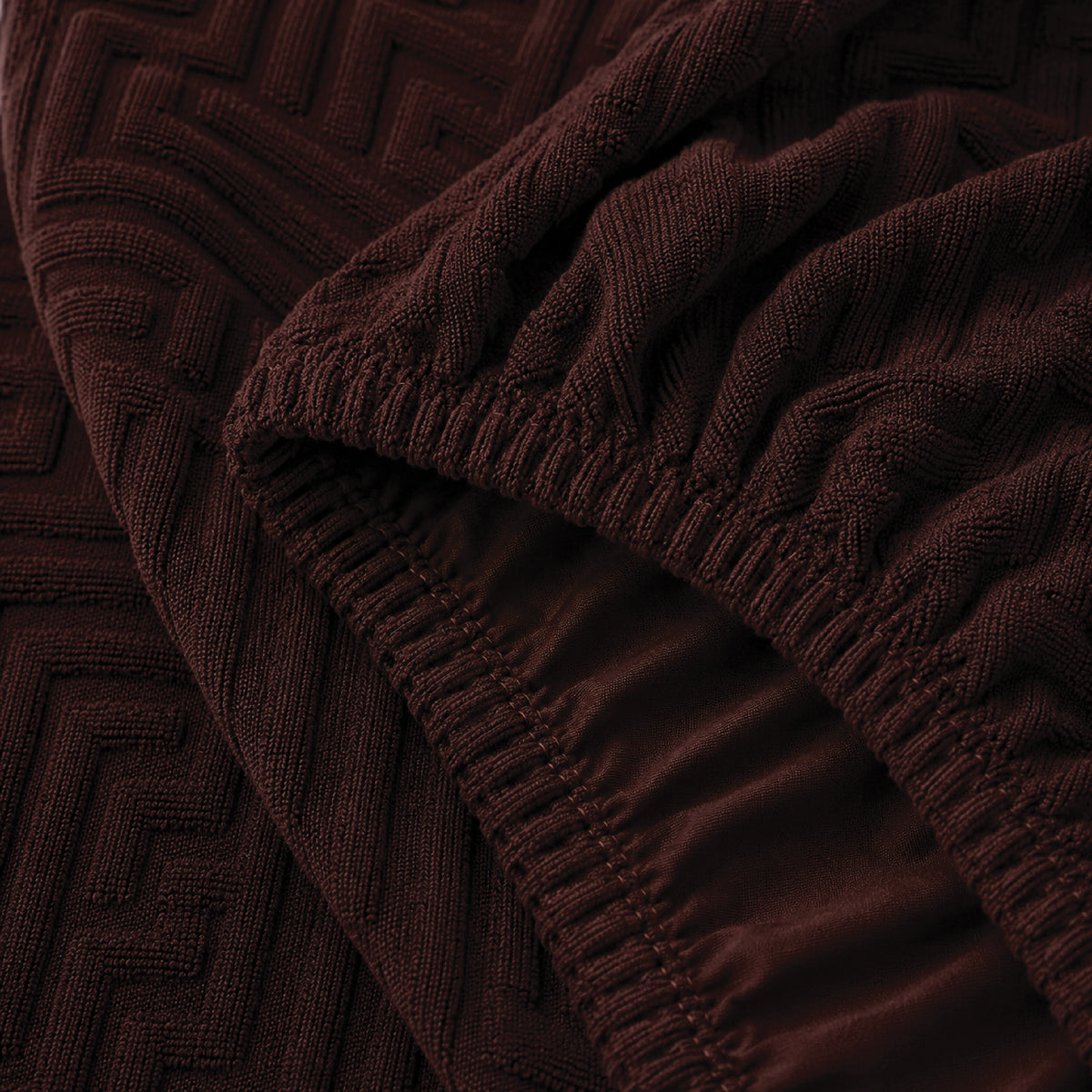 Stripe Tile Jaquard Seat Cover Sets For Chair - Brown