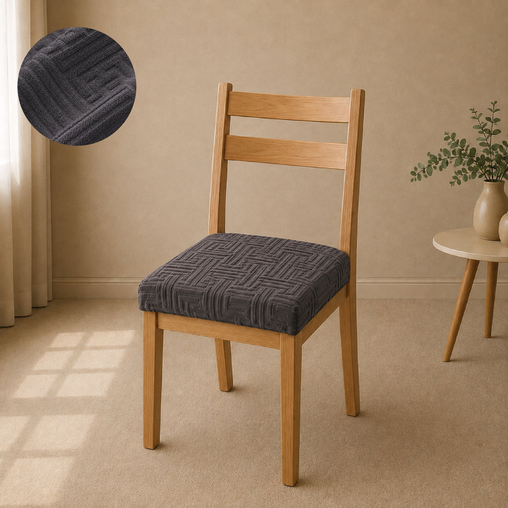 Stripe Tile Jaquard Seat Cover Sets For Chair - Grey