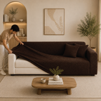 Stripe Tile Jacquard Fitted Sofa Cover - Brown
