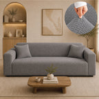 Stripe Tile Jacquard Fitted Sofa Cover - Grey