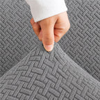 Stripe Tile Jacquard Fitted Sofa Cover - Grey