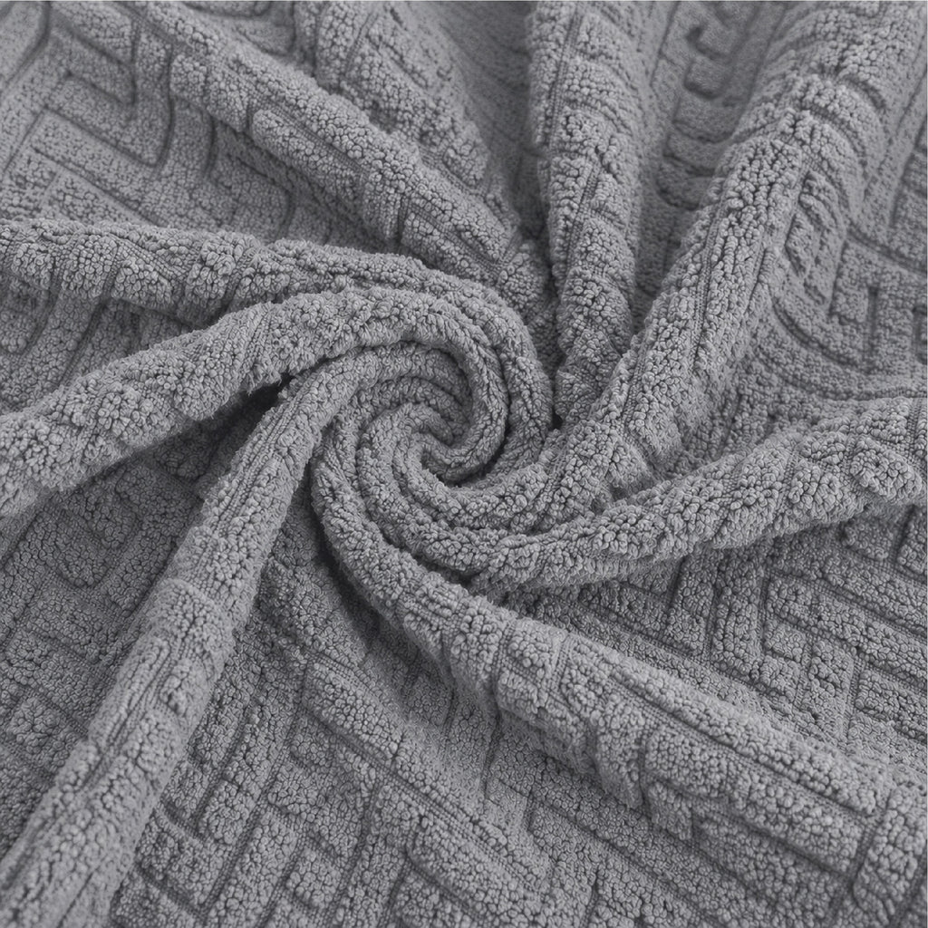 Stripe Tile Jacquard Fitted Sofa Cover - Grey