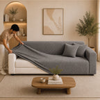 Stripe Tile Jacquard Fitted Sofa Cover - Grey