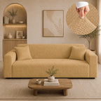Stripe Tile Jacquard Fitted Sofa Cover - Golden