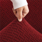 Stripe Tile Jacquard Fitted Sofa Cover - Maroon
