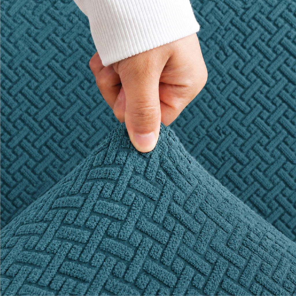 Stripe Tile Jacquard Fitted Sofa Cover - Zink