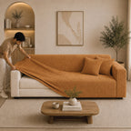 Stripe Tile Jacquard Fitted Sofa Cover - Copper