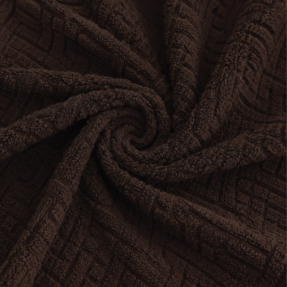 Stripe Tile Jacquard Frilled Sofa Cover - Brown
