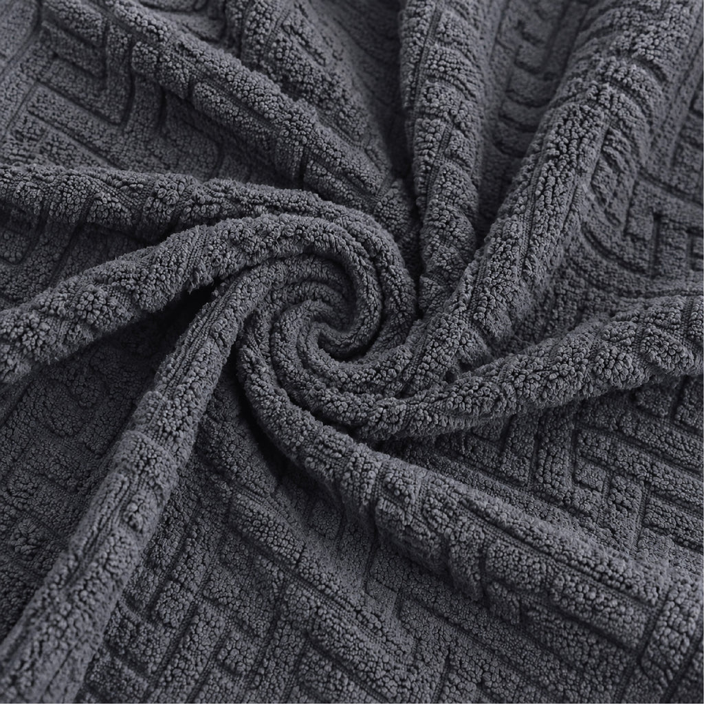 Stripe Tile Jacquard Frilled Sofa Cover - Grey