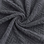 Stripe Tile Jacquard Frilled Sofa Cover - Grey