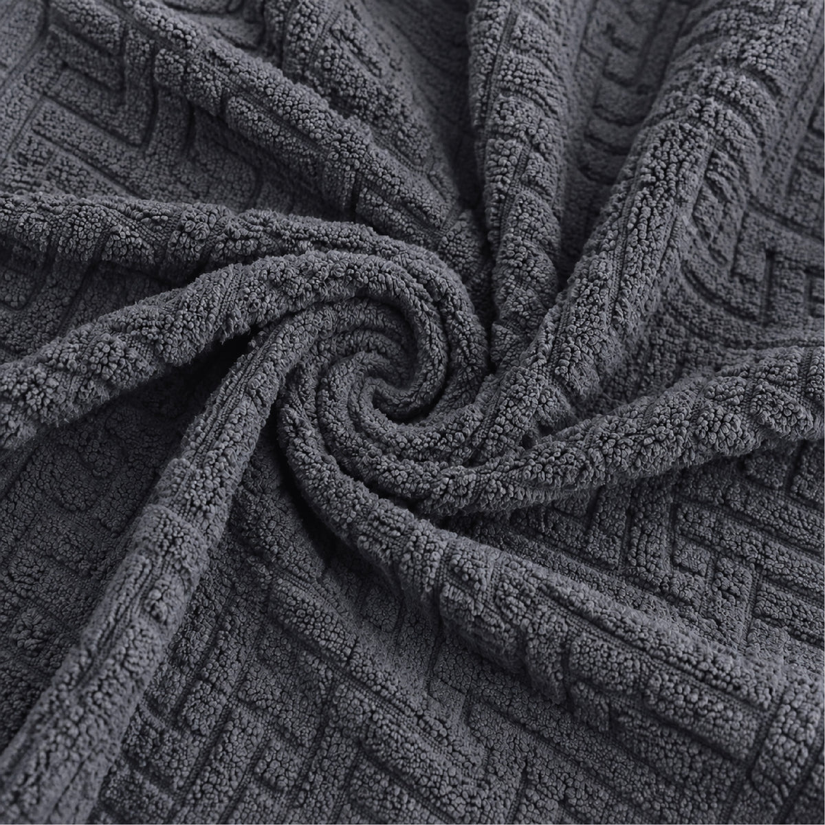 Stripe Tile Jacquard Frilled Sofa Cover - Grey