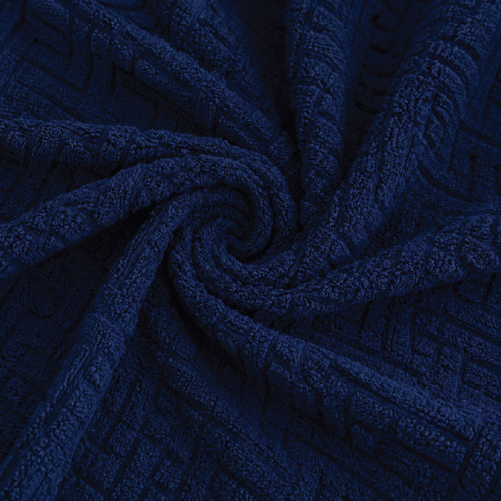 Stripe Tile Jacquard Frilled Sofa Cover - Blue