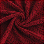 Stripe Tile Jacquard Frilled Sofa Cover - Maroon