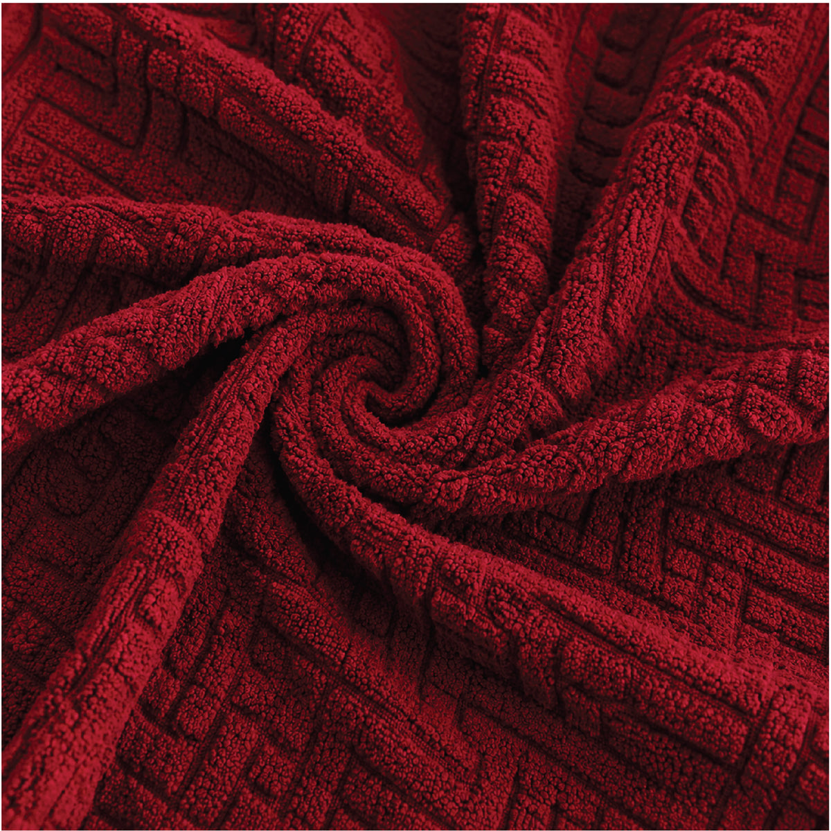 Stripe Tile Jacquard Frilled Sofa Cover - Maroon