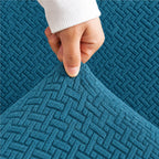 Stripe Tile Jacquard Frilled Sofa Cover - Zink