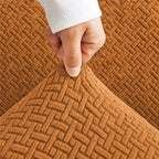 Stripe Tile Jacquard Frilled Sofa Cover - Copper