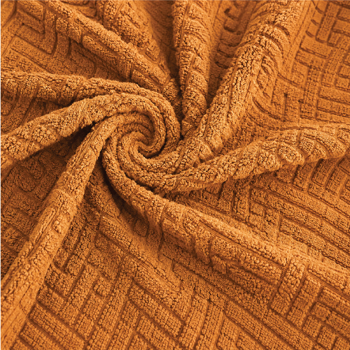 Stripe Tile Jacquard Frilled Sofa Cover - Copper