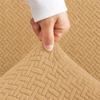 Stripe Tile Jacquard Frilled Sofa Cover - Golden