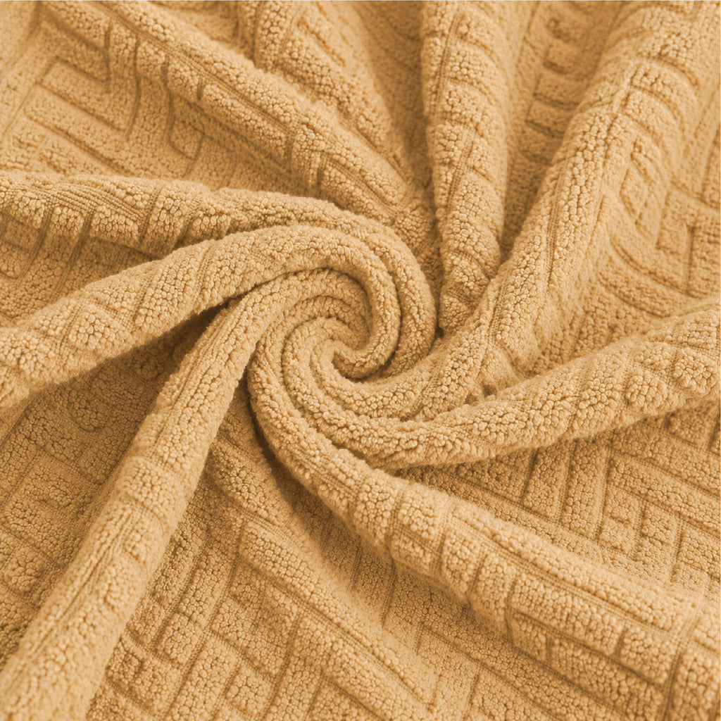 Stripe Tile Jacquard Frilled Sofa Cover - Golden