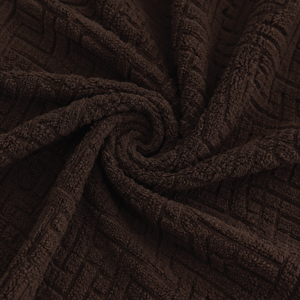 Stripe Tile Jacquard Fitted L Shape Sofa Cover - Brown
