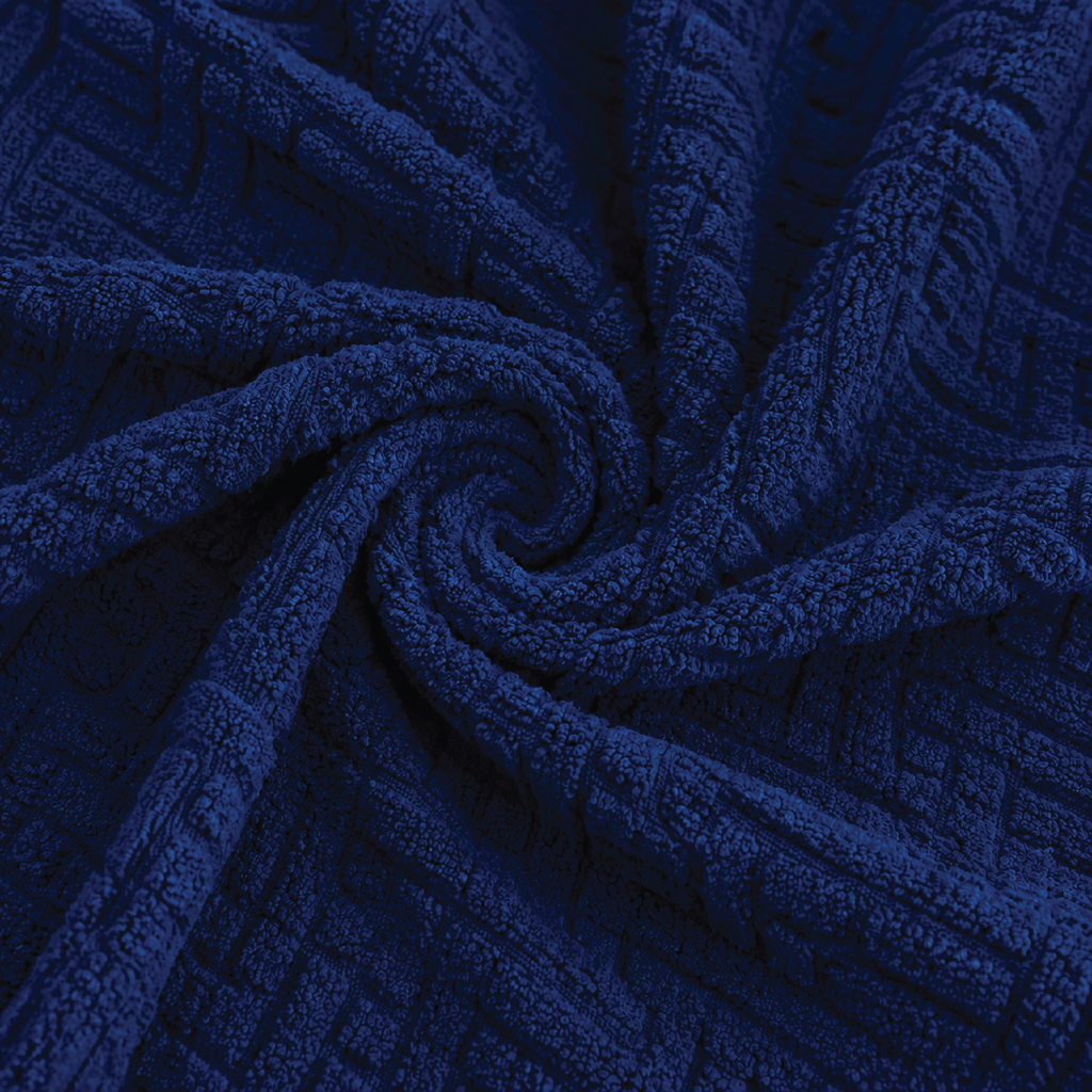 Stripe Tile Jacquard Fitted L Shape Sofa Cover - Blue