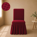 Bubble Turkish Frilled Chair Cover Sets - Maroon