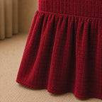 Bubble Turkish Frilled Chair Cover Sets - Maroon