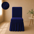 Bubble Turkish Frilled Chair Cover Sets - Blue