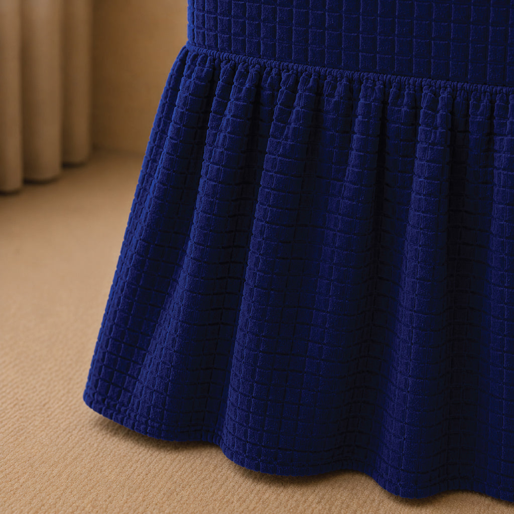 Bubble Turkish Frilled Chair Cover Sets - Blue