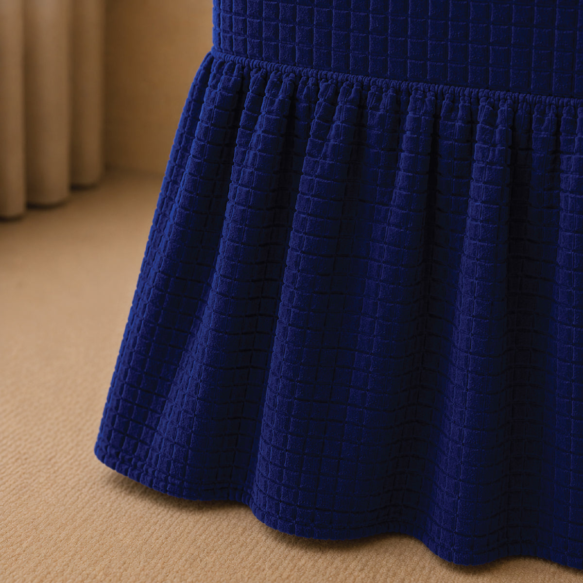 Bubble Turkish Frilled Chair Cover Sets - Blue