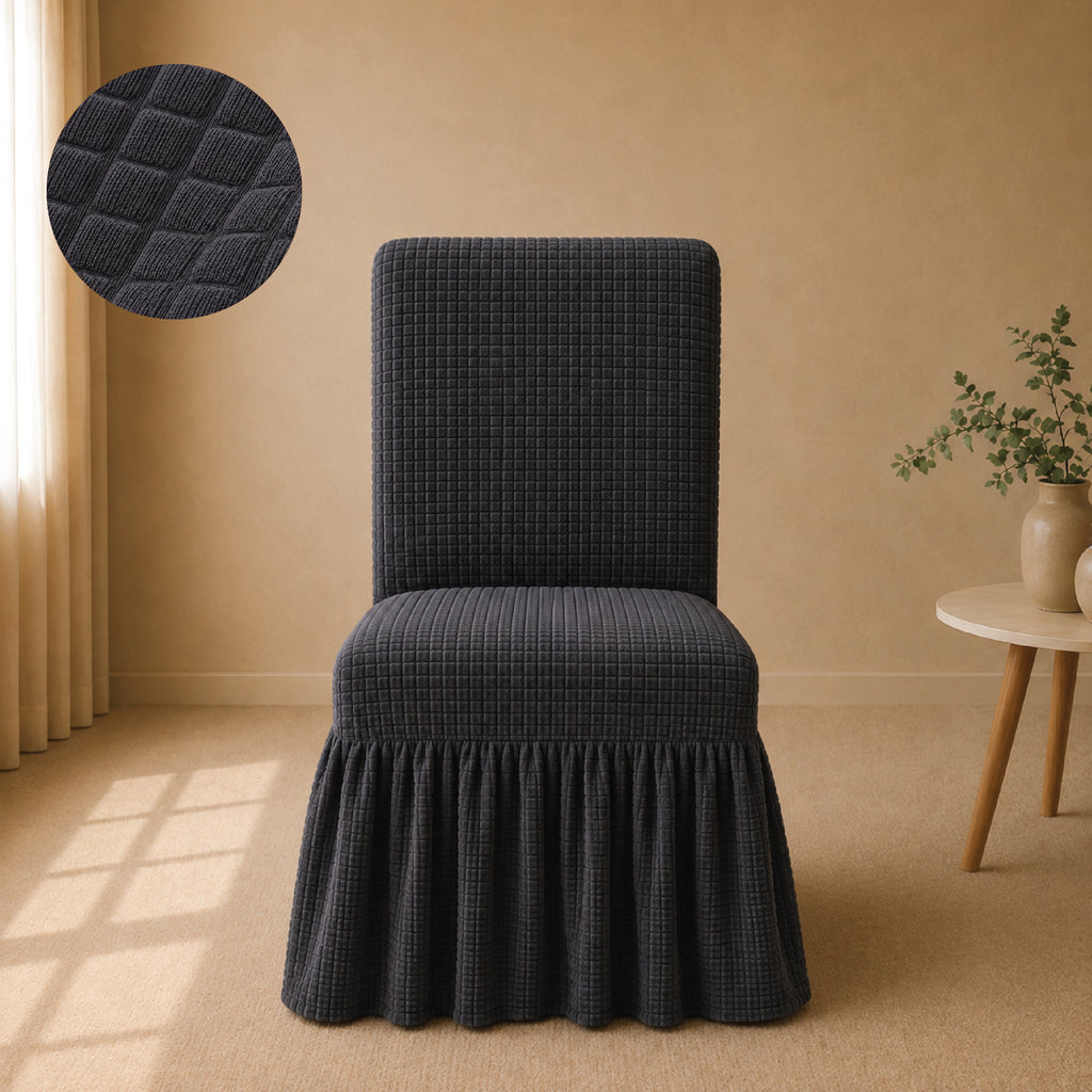 Bubble Turkish Frilled Chair Cover Sets - Grey