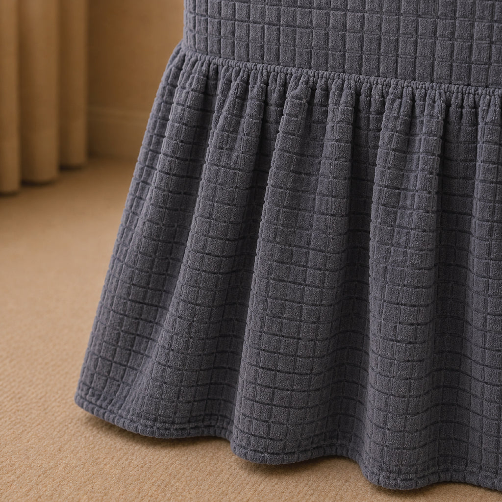Bubble Turkish Frilled Chair Cover Sets - Grey