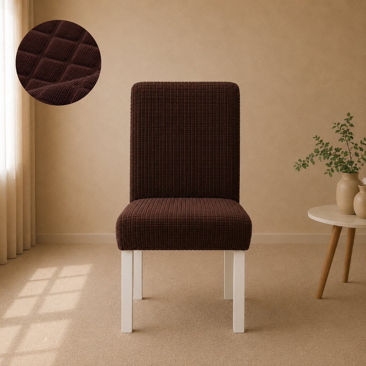 Bubble Turkish Fitted Chair Cover Sets - Brown